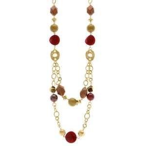 Catherine's Long Necklace Gold & Red NWOT